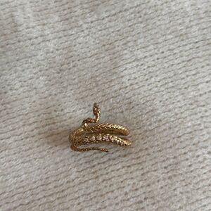 Gold Snake Ring with Crystals